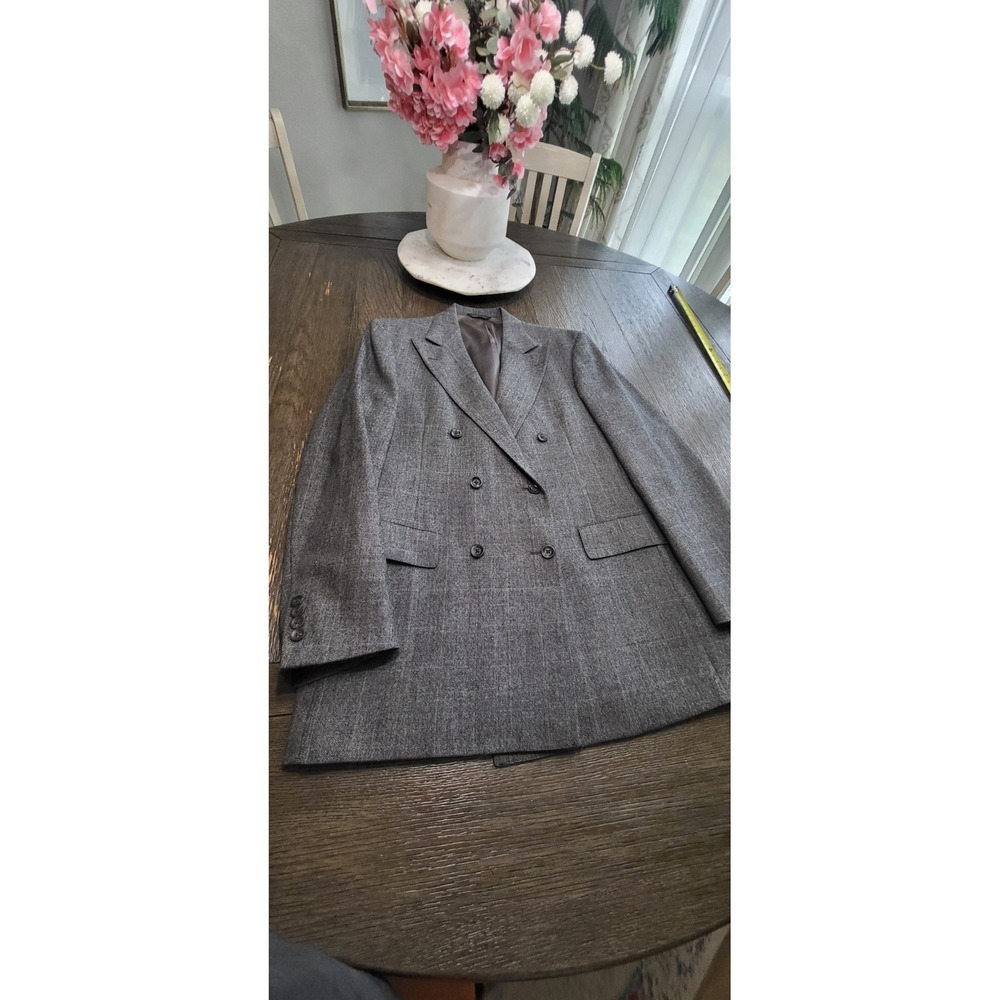 Chaps Ralph Lauren Vintage 90s Blazer Mens 42L Wool Textured Sport Coat Gray - Picture 14 of 16